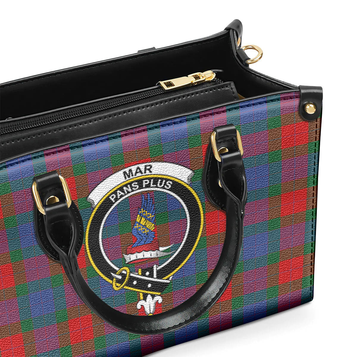 Mar Tartan Crest Leather Handbag