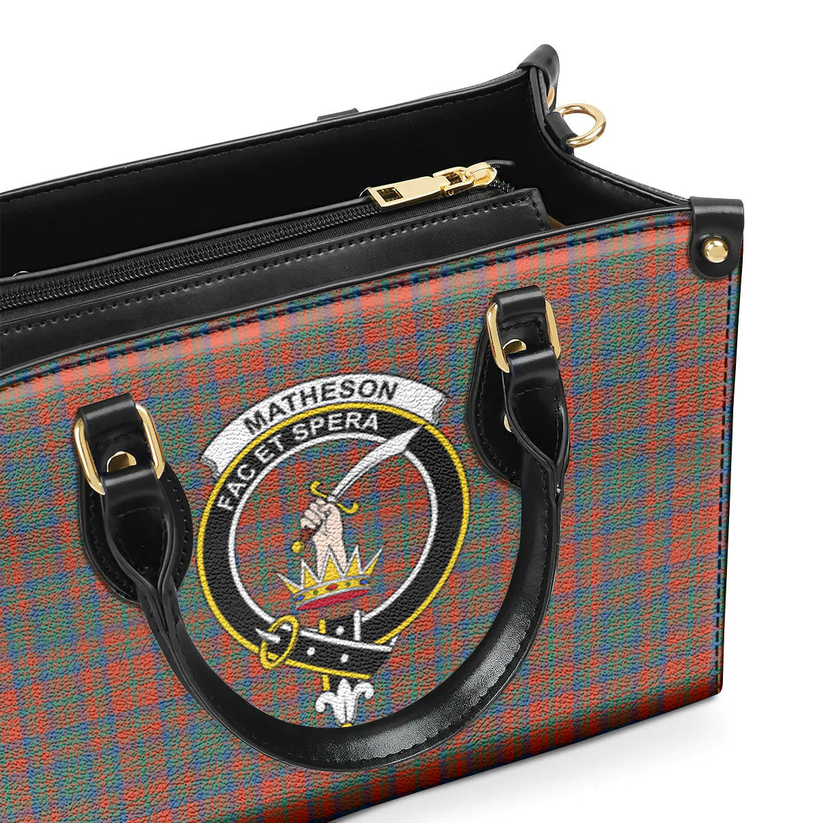 Matheson Ancient Tartan Crest Leather Handbag