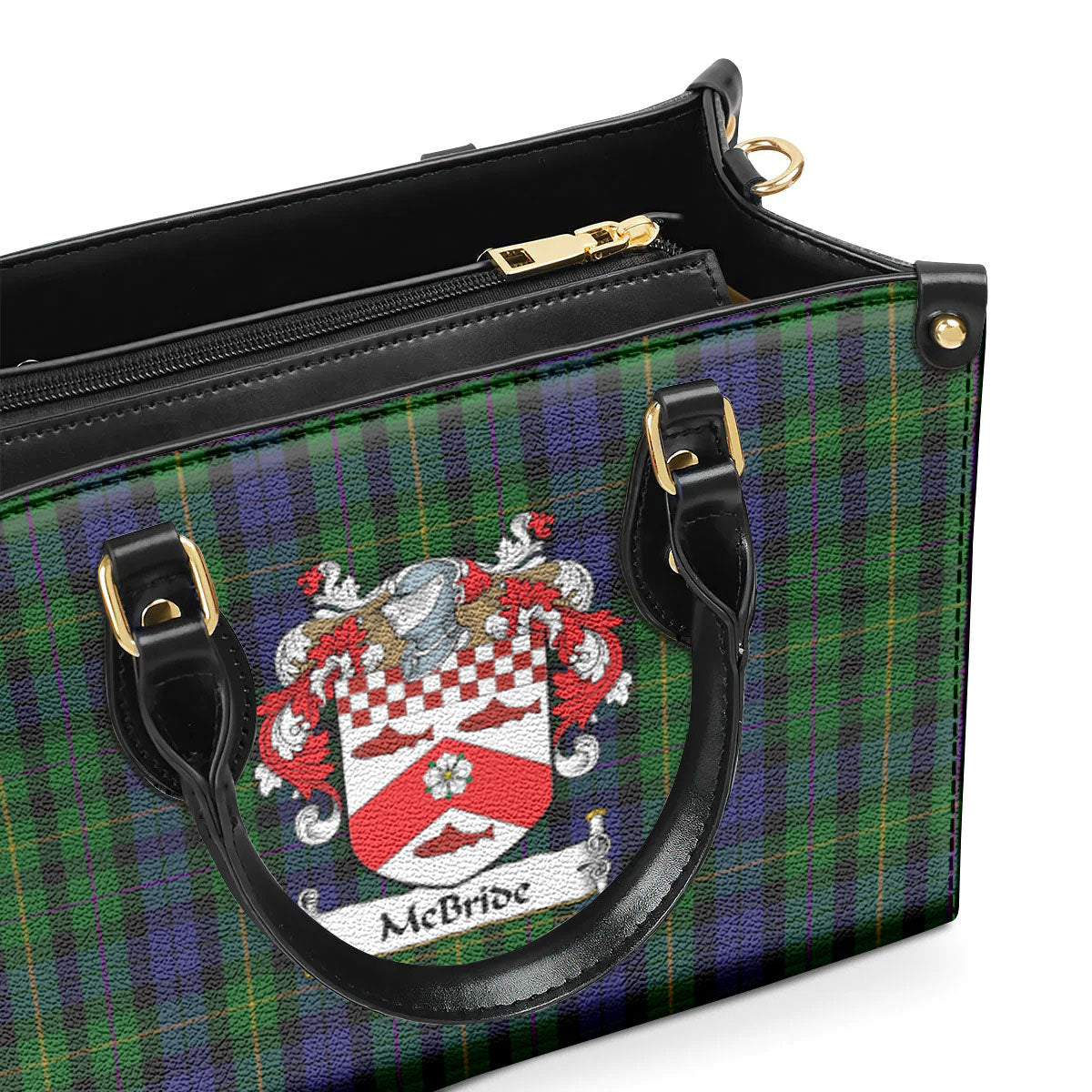 McBride Tartan Coat of Arms Leather Handbag