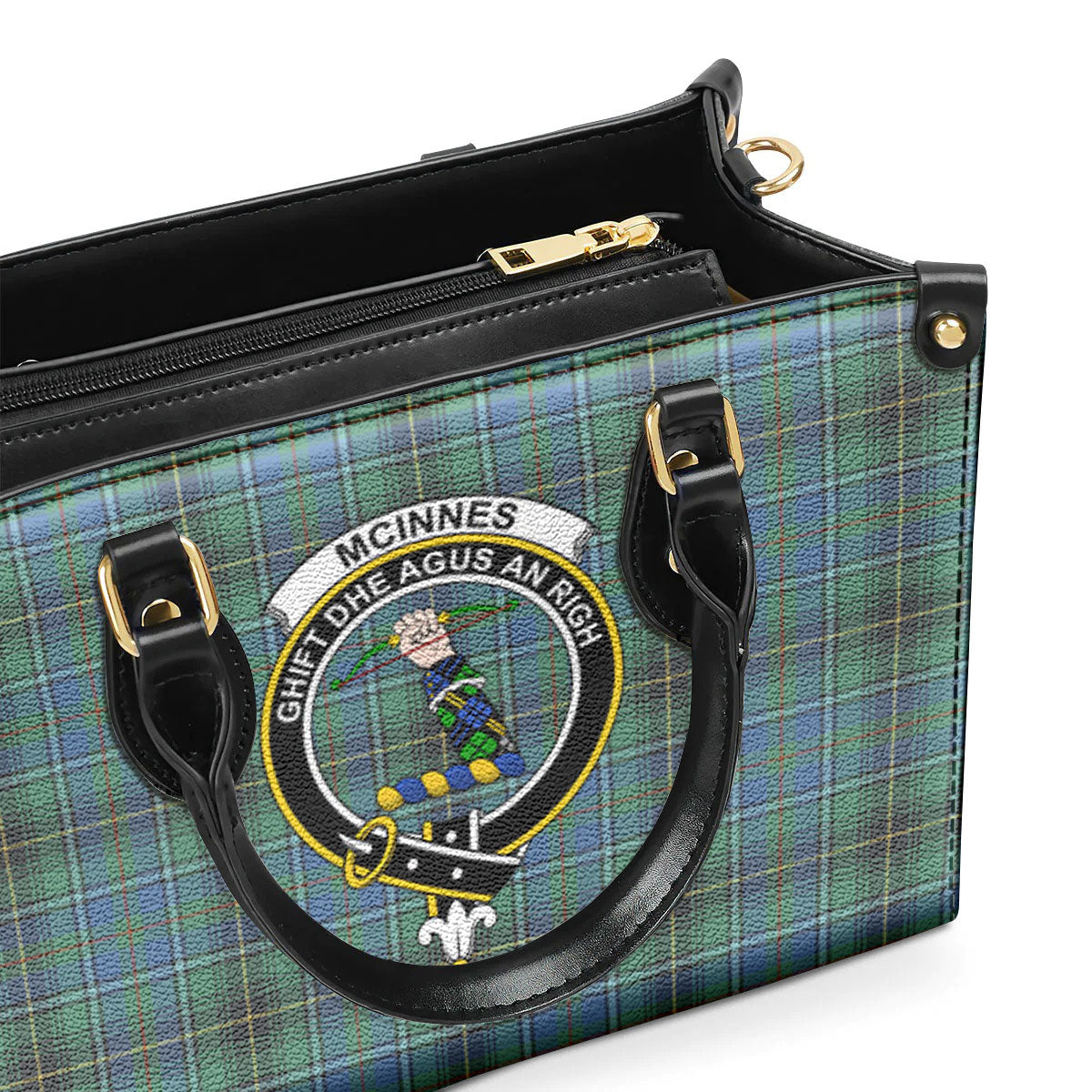 McInnes Ancient Tartan Crest Leather Handbag