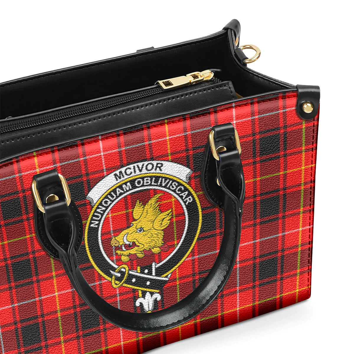 McIvor Tartan Crest Leather Handbag