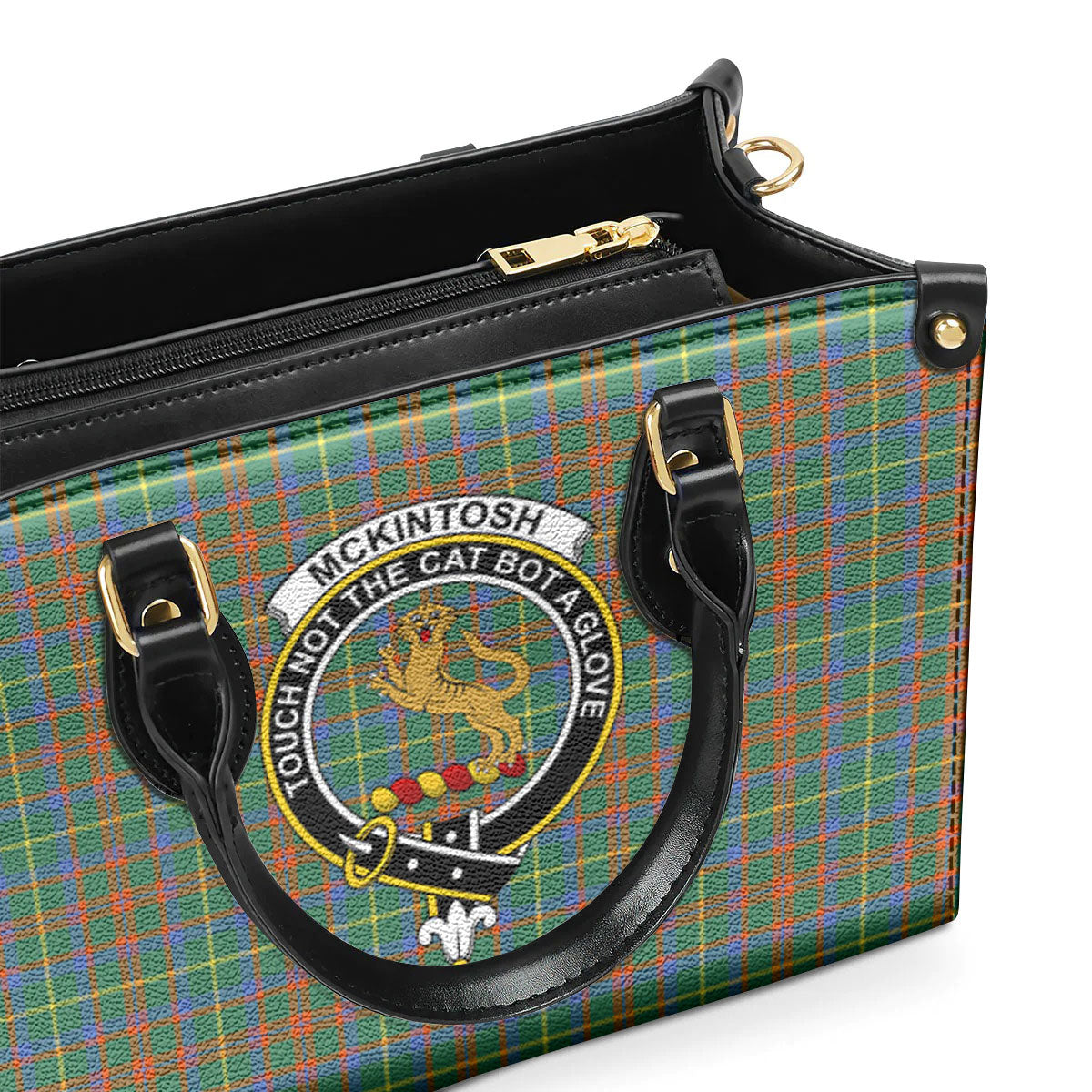 McKintosh Hunting Ancient Tartan Crest Leather Handbag