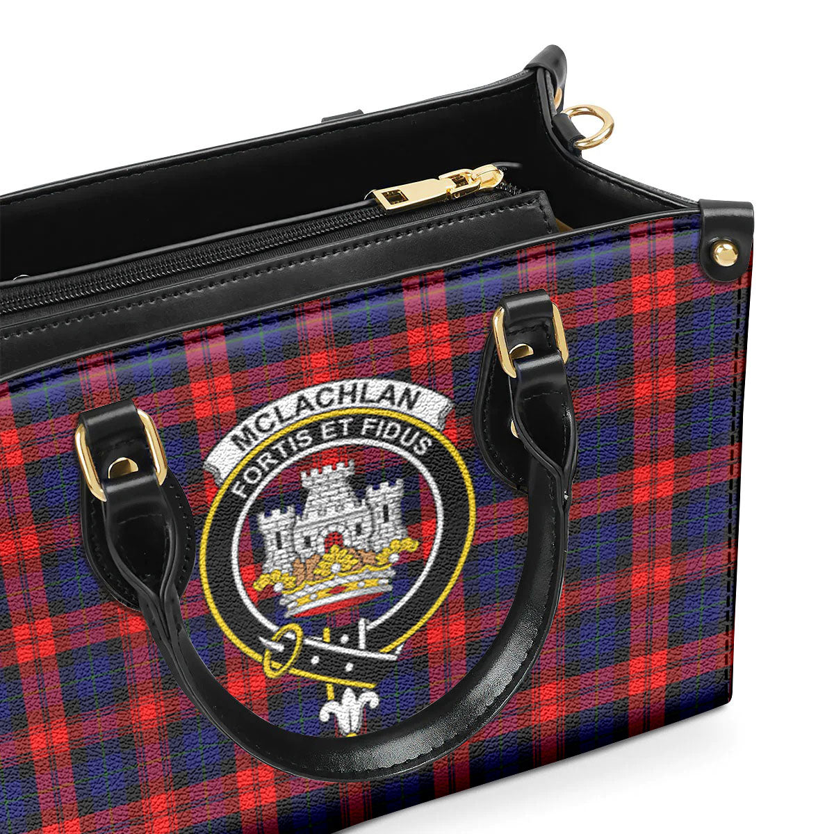 McLachlan Modern Tartan Crest Leather Handbag