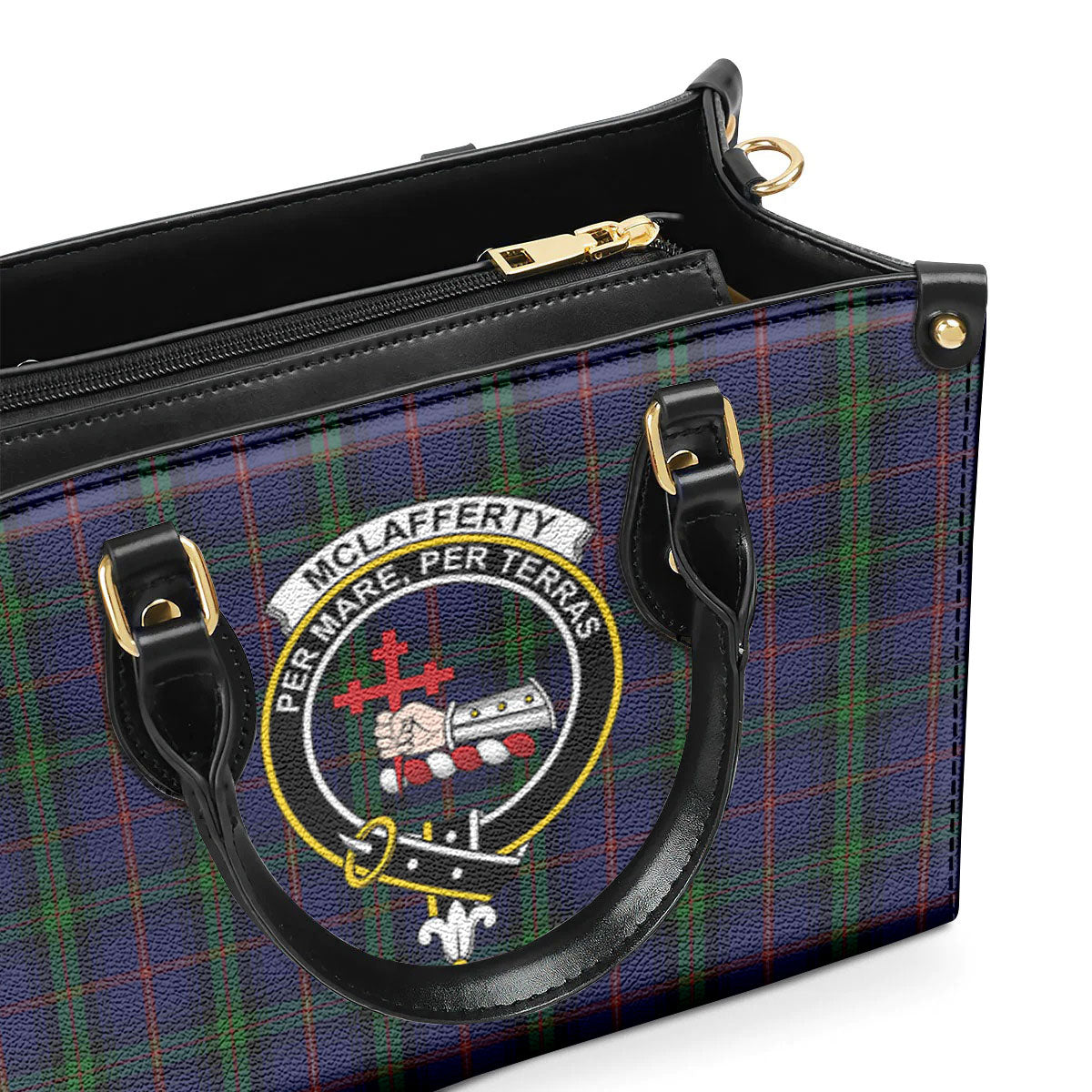 McLafferty Tartan Crest Leather Handbag