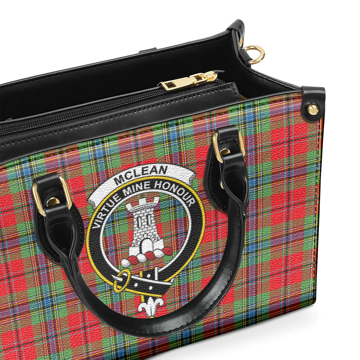 McLean of Duart Modern Tartan Crest Leather Handbag