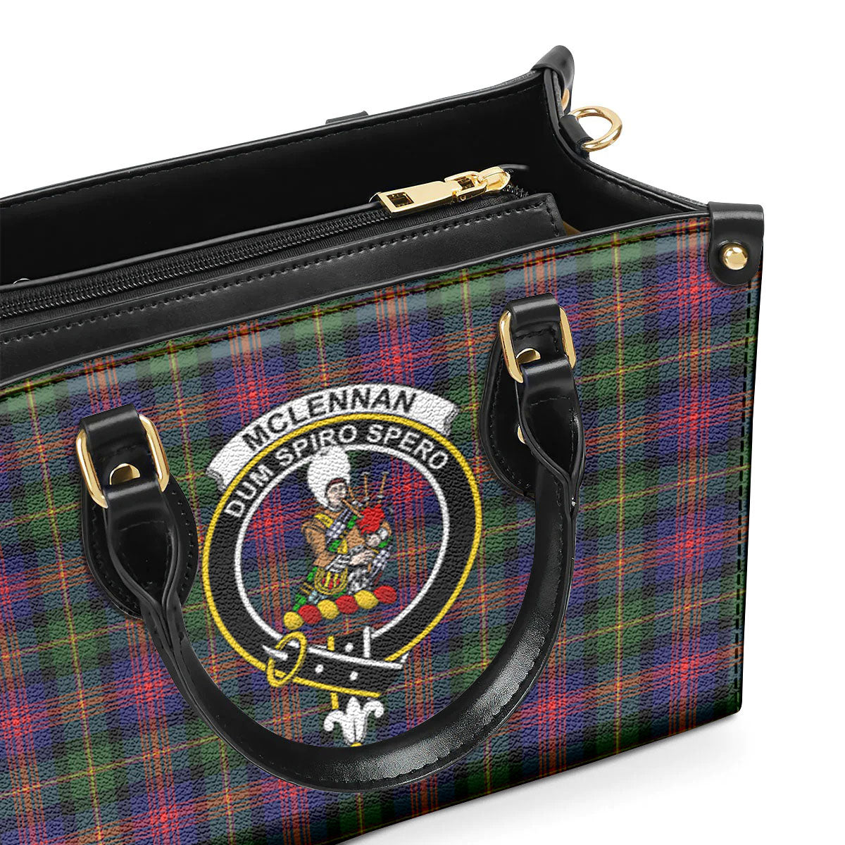 McLennan Modern Tartan Crest Leather Handbag