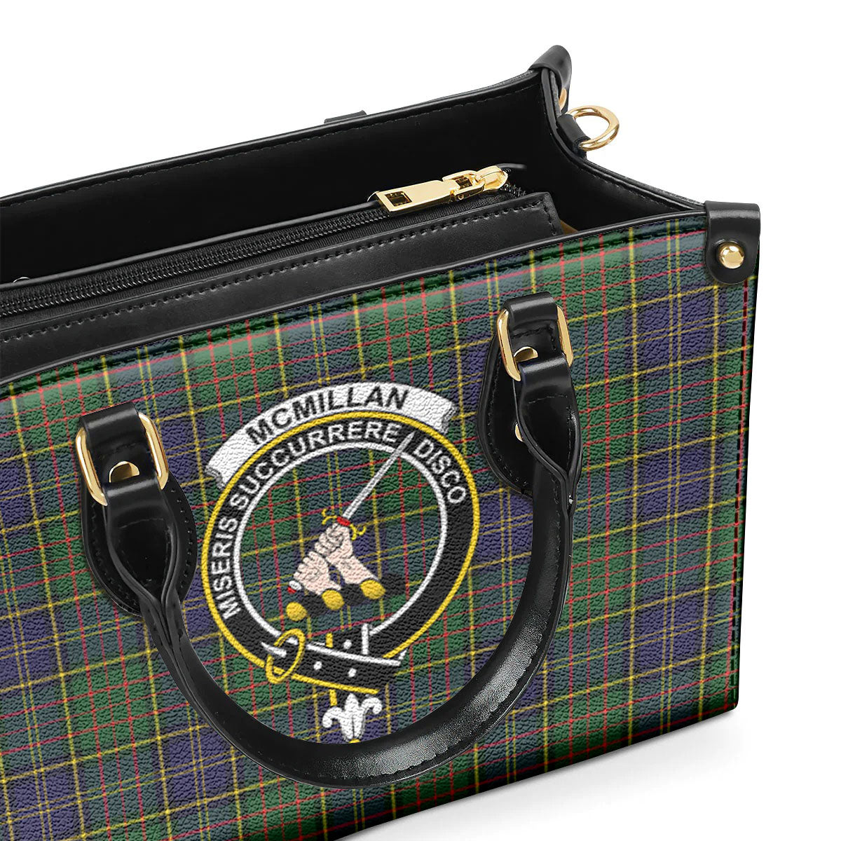 McMillan Hunting Modern Tartan Crest Leather Handbag