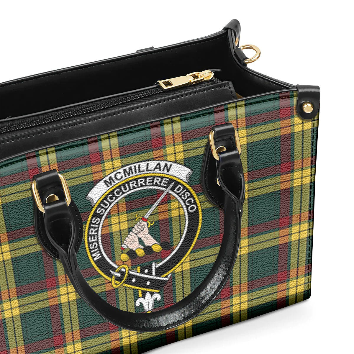 McMillan Old Modern Tartan Crest Leather Handbag