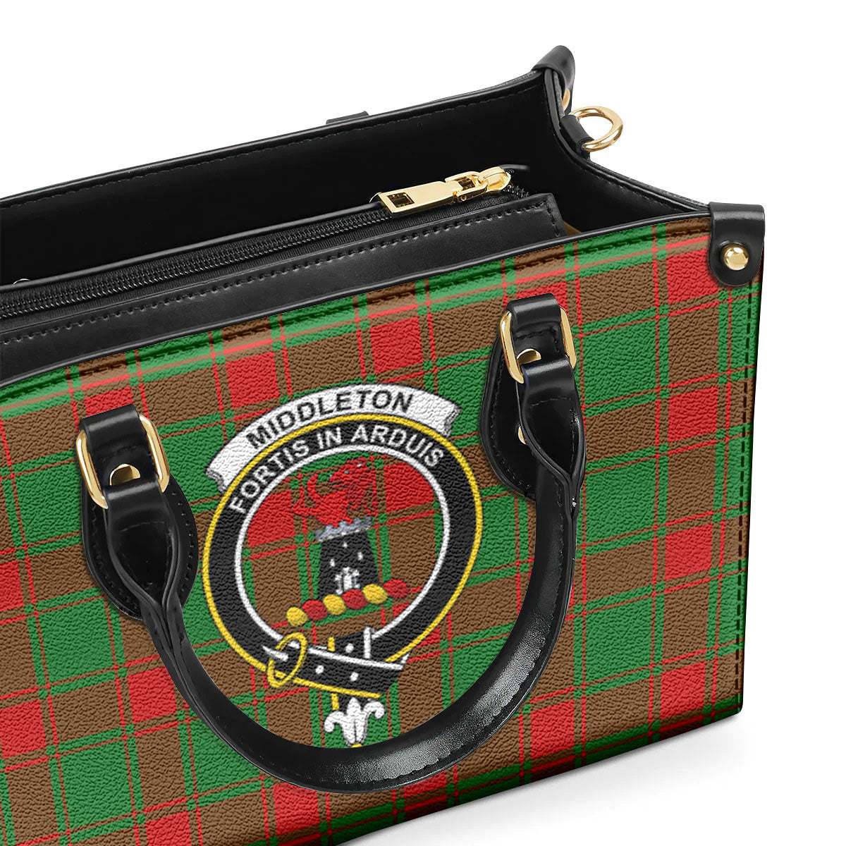 Middleton Modern Tartan Crest Leather Handbag