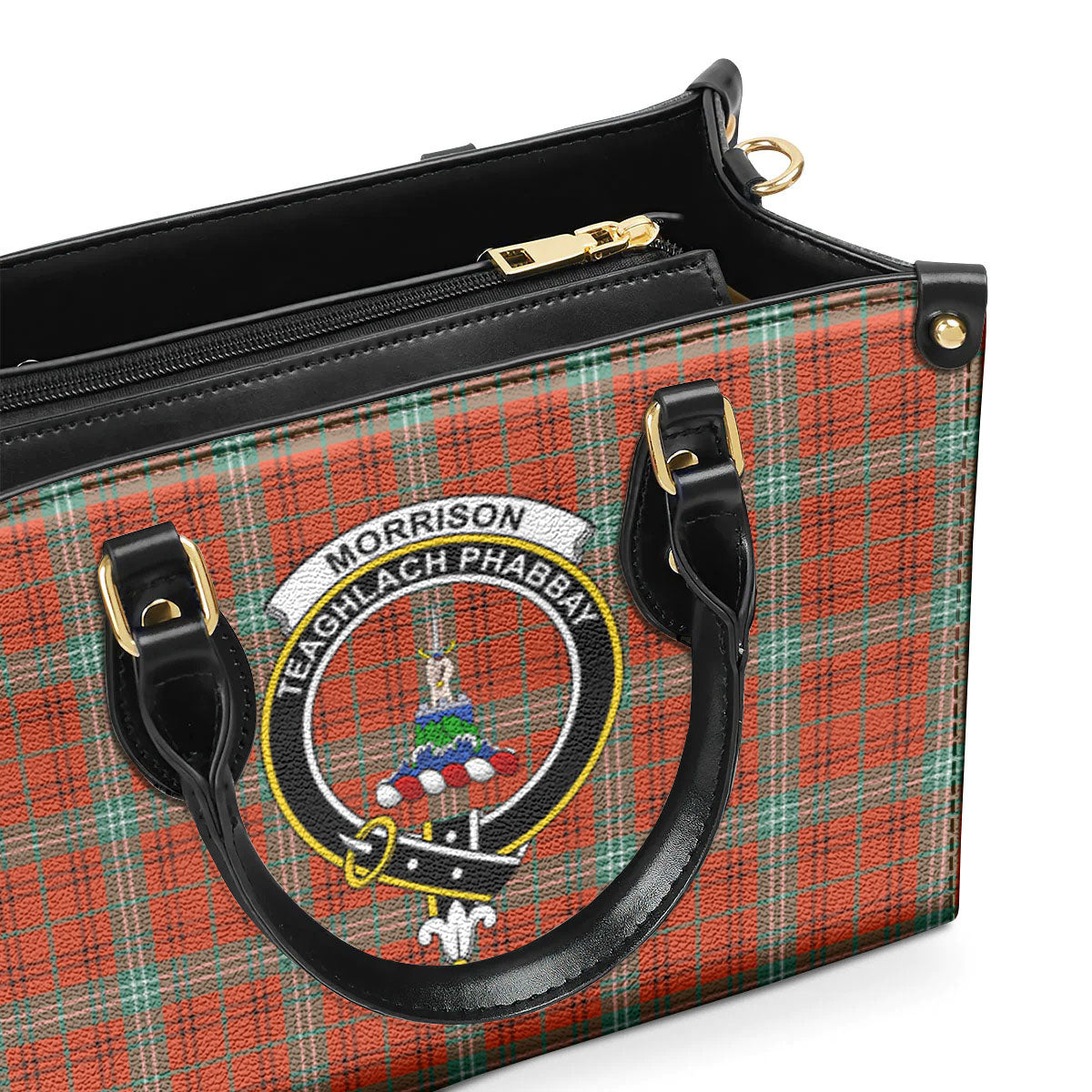 Morrison Red Ancient Tartan Crest Leather Handbag