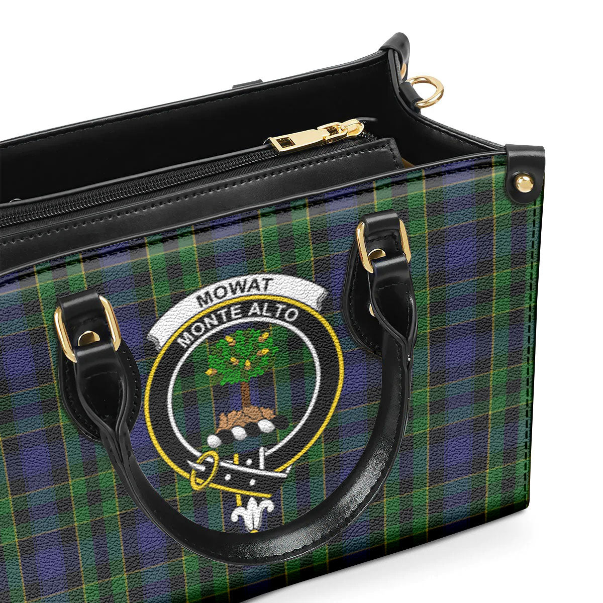 Mowat Modern Tartan Crest Leather Handbag