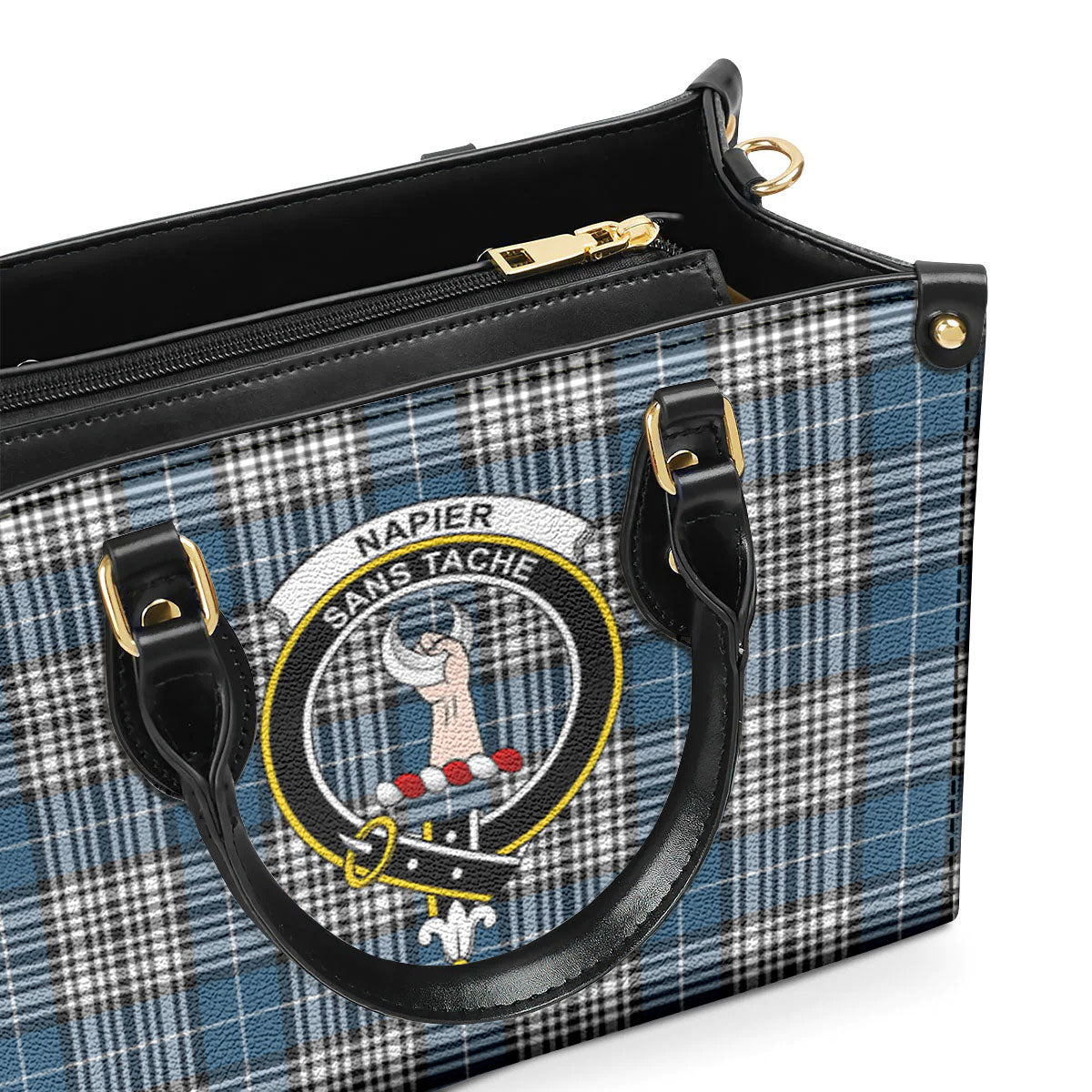 Napier Modern Tartan Crest Leather Handbag