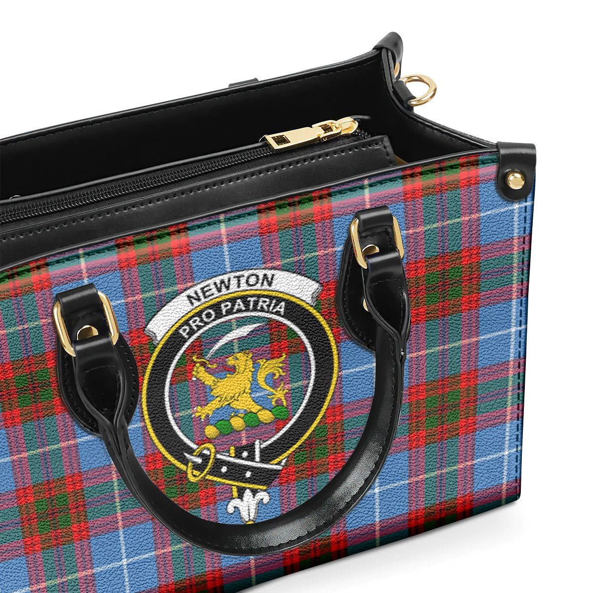 Newton Tartan Crest Leather Handbag