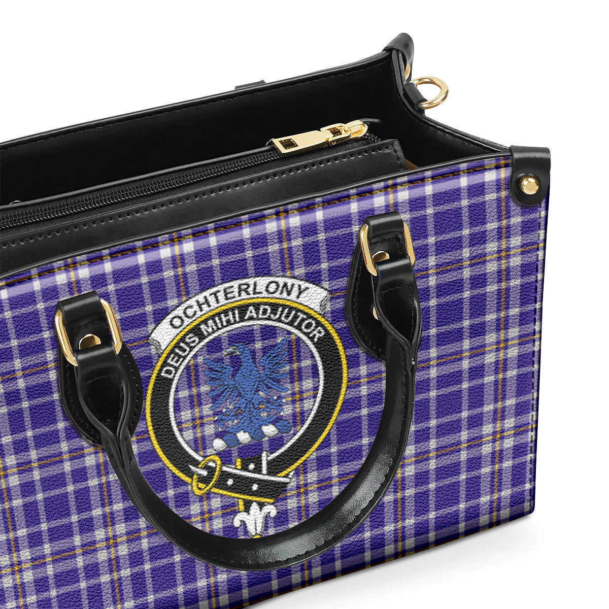 Ochterlony Tartan Crest Leather Handbag