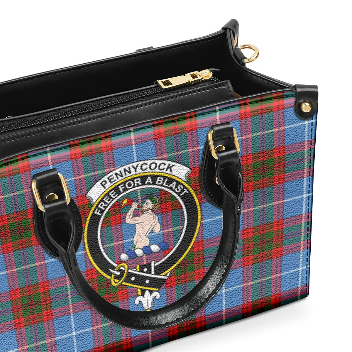 Pennycook Tartan Crest Leather Handbag