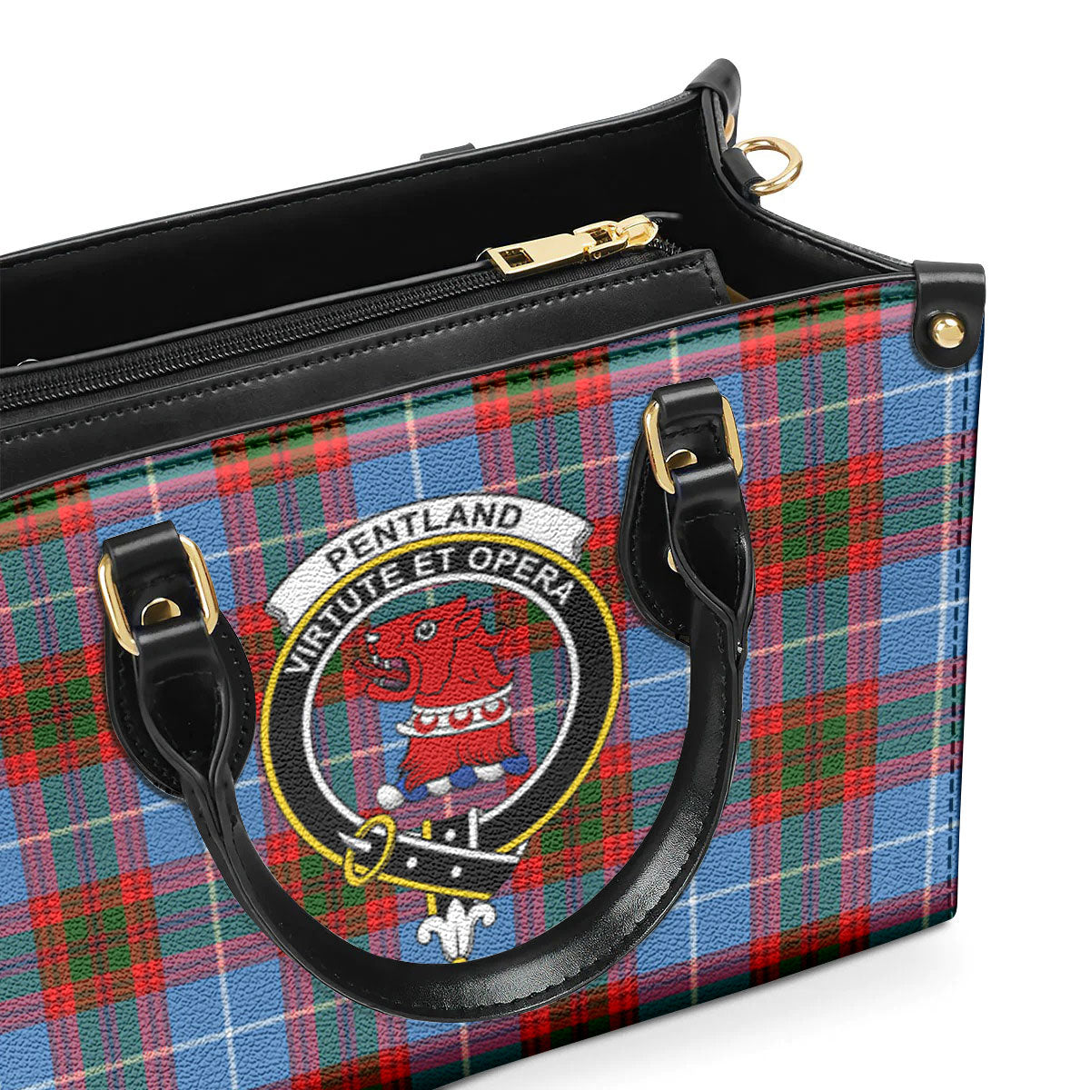 Pentland Tartan Crest Leather Handbag