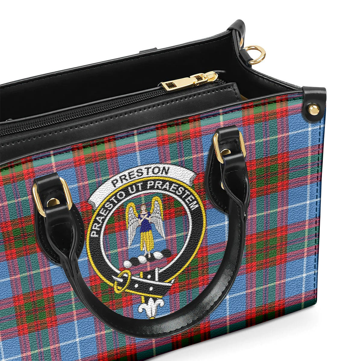 Preston Tartan Crest Leather Handbag