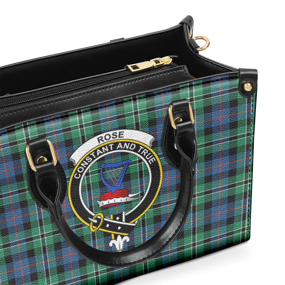 Rose Hunting Ancient Tartan Crest Leather Handbag