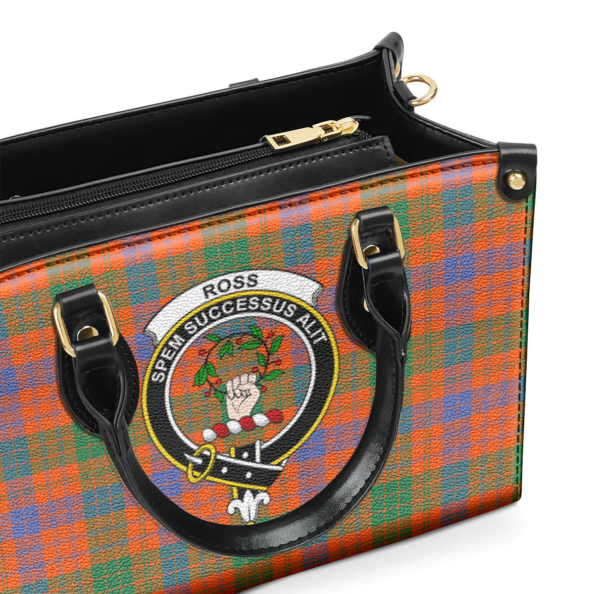 Ross Ancient Tartan Crest Leather Handbag