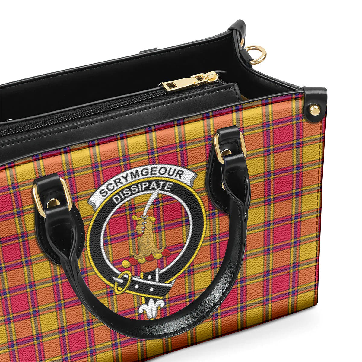 Scrymgeour Tartan Crest Leather Handbag