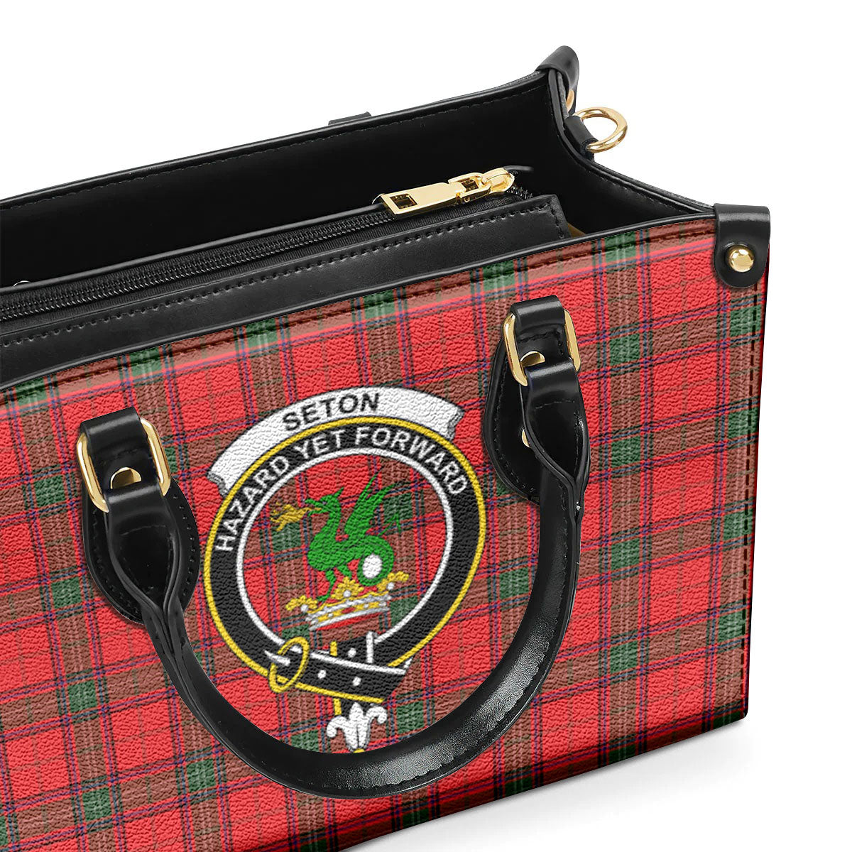 Seton Modern Tartan Crest Leather Handbag