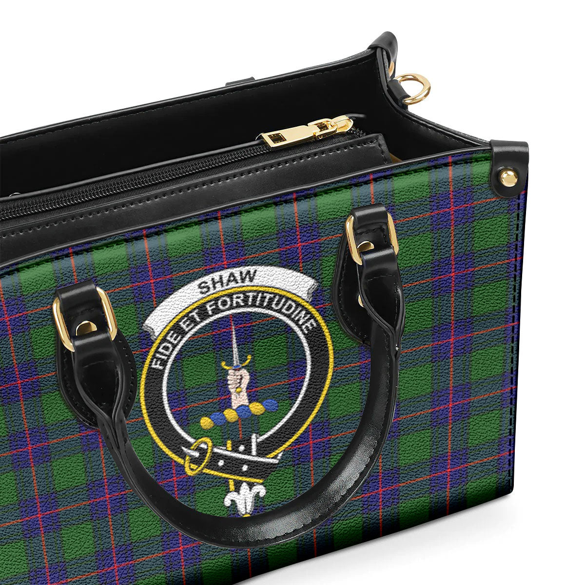 Shaw Modern Tartan Crest Leather Handbag