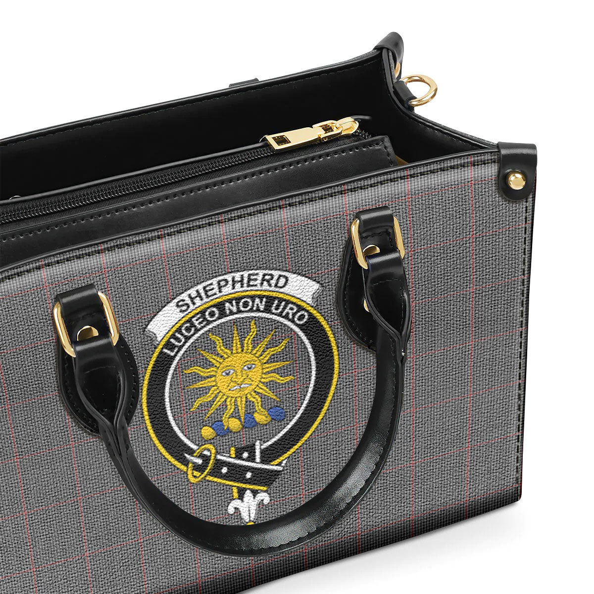 Shepherd Tartan Crest Leather Handbag