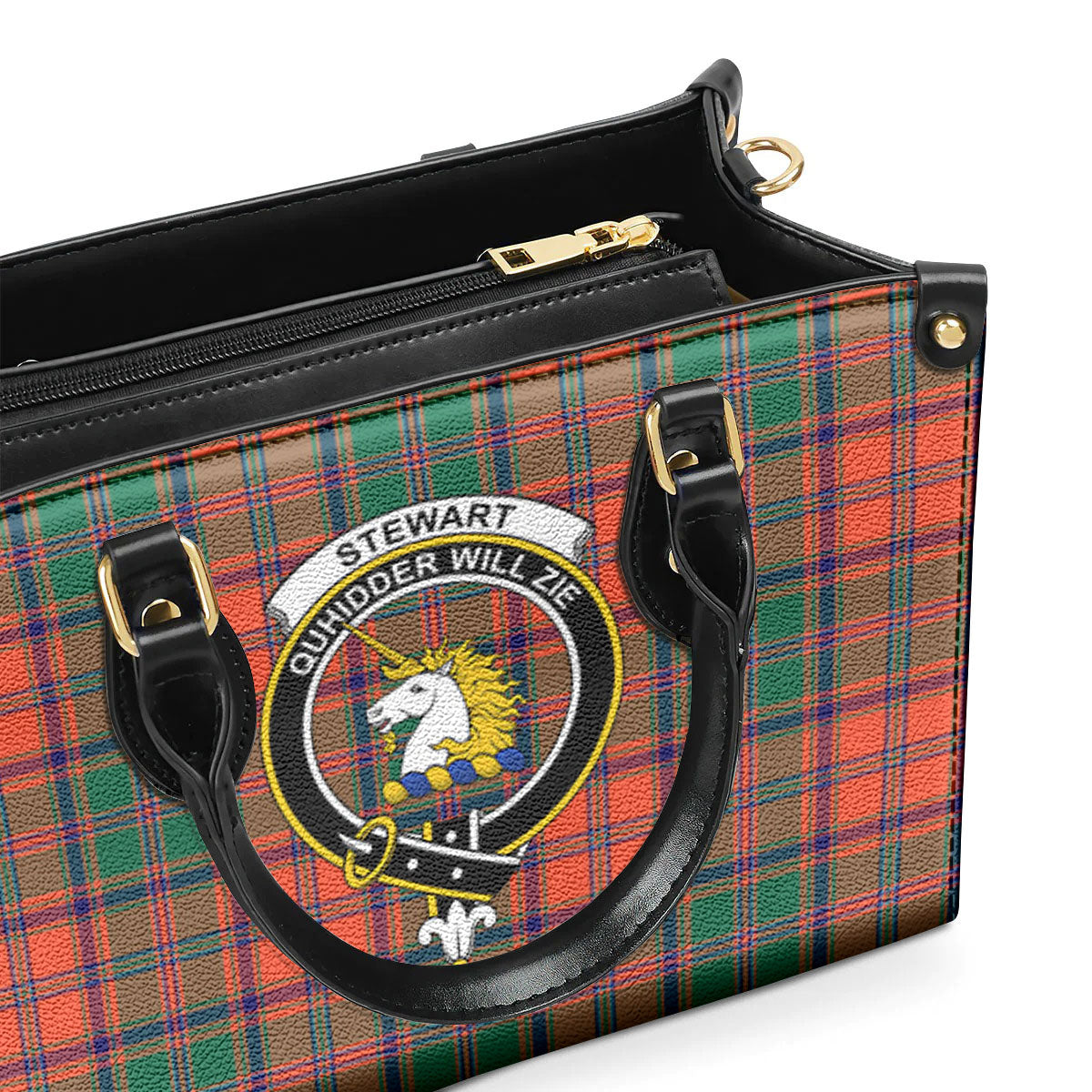 Stewart of Appin Ancient Tartan Crest Leather Handbag