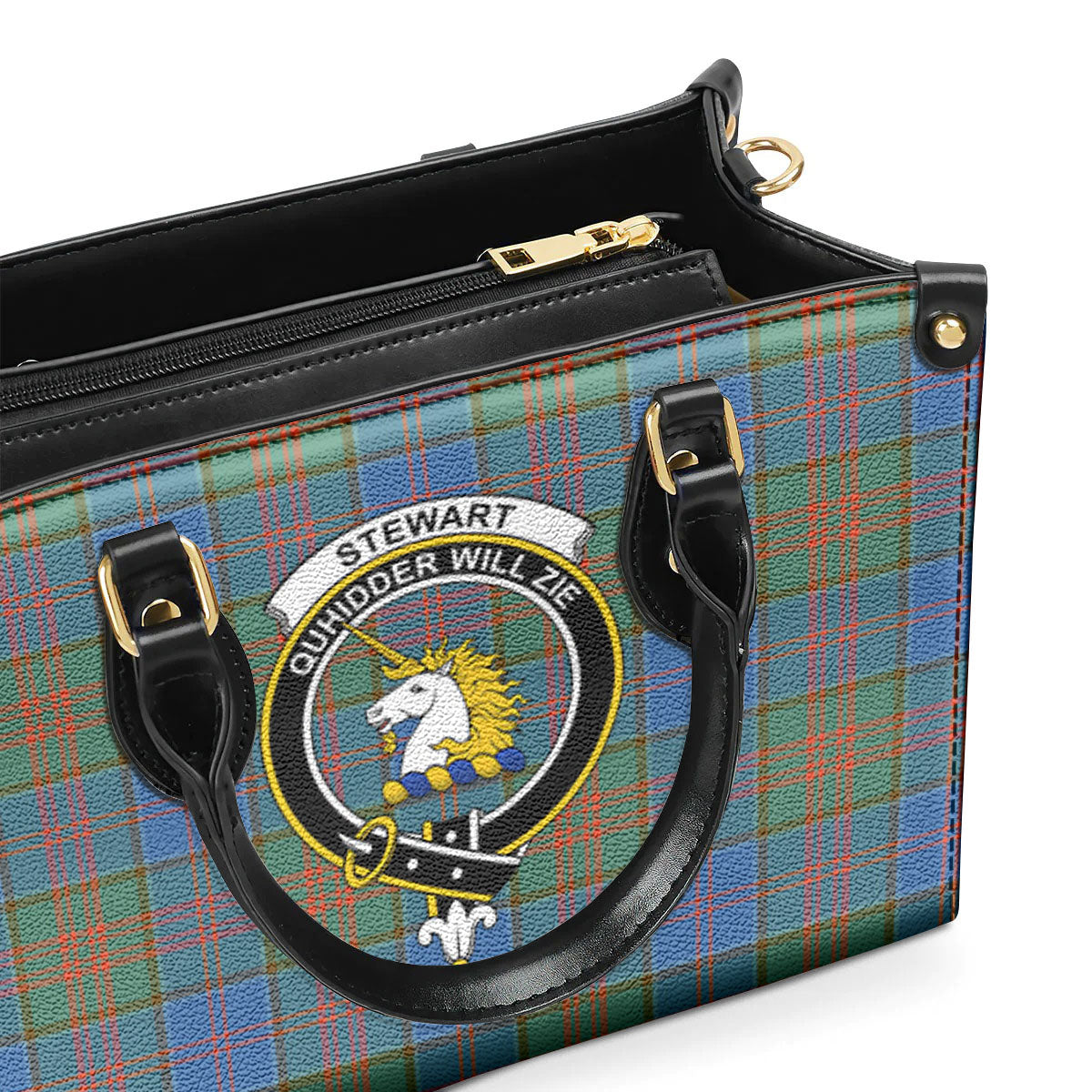 Stewart of Appin Hunting Ancient Tartan Crest Leather Handbag