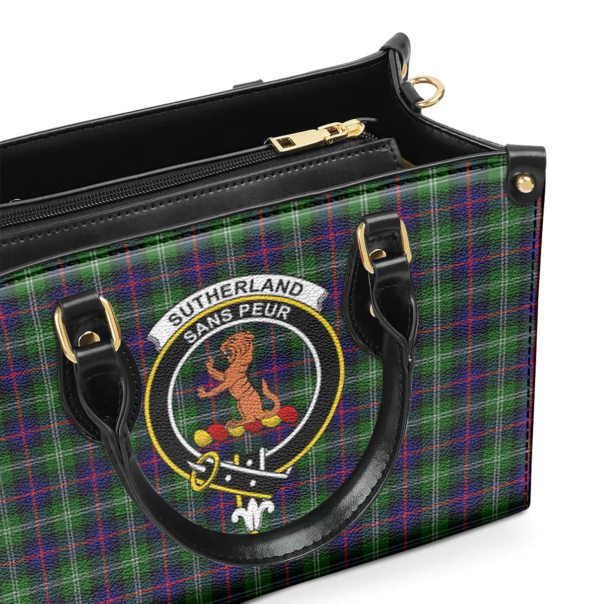 Sutherland Modern Tartan Crest Leather Handbag