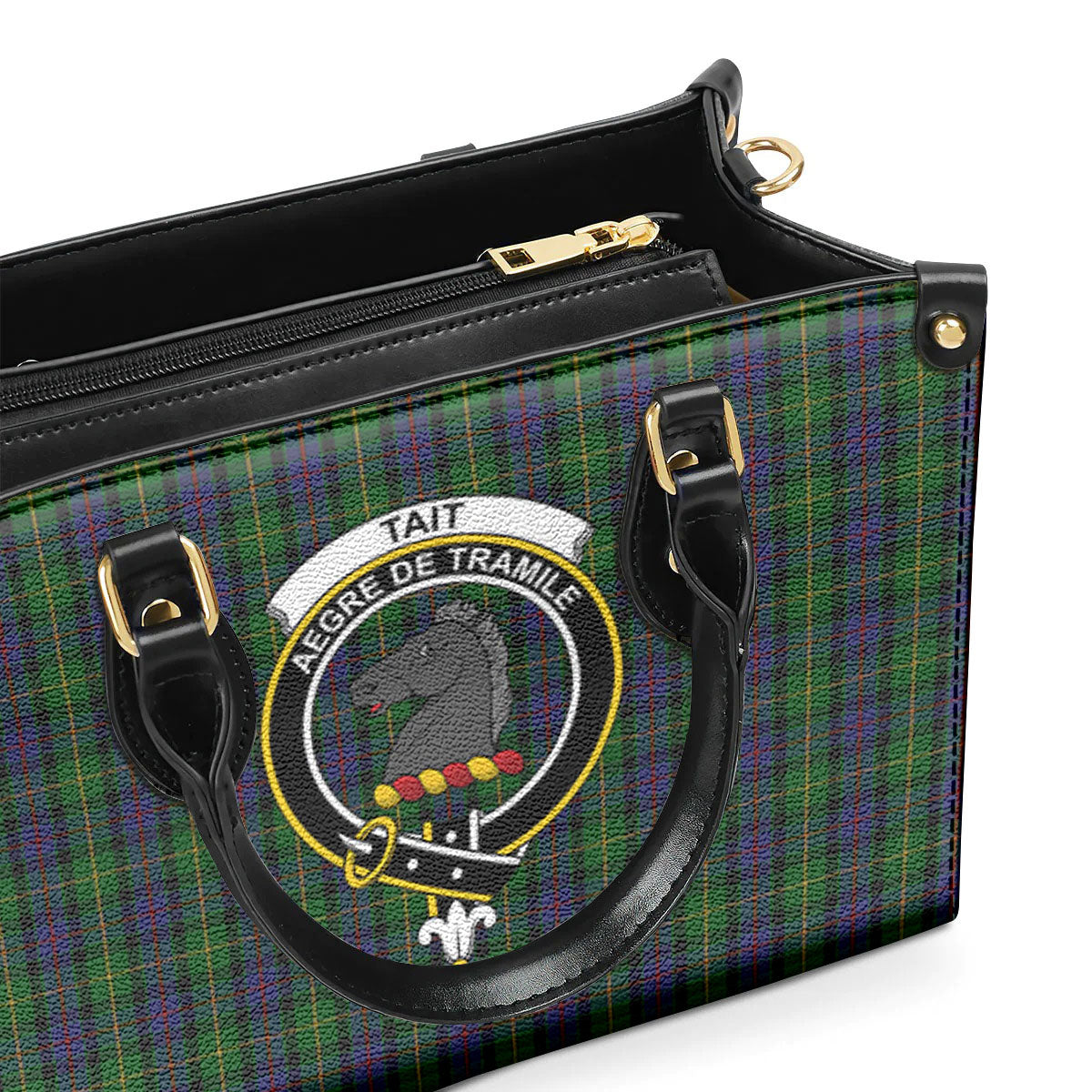 Tait Tartan Crest Leather Handbag