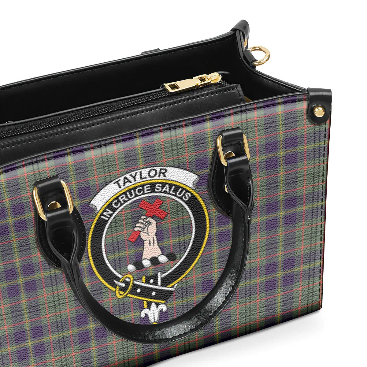 Taylor Weathered Tartan Crest Leather Handbag