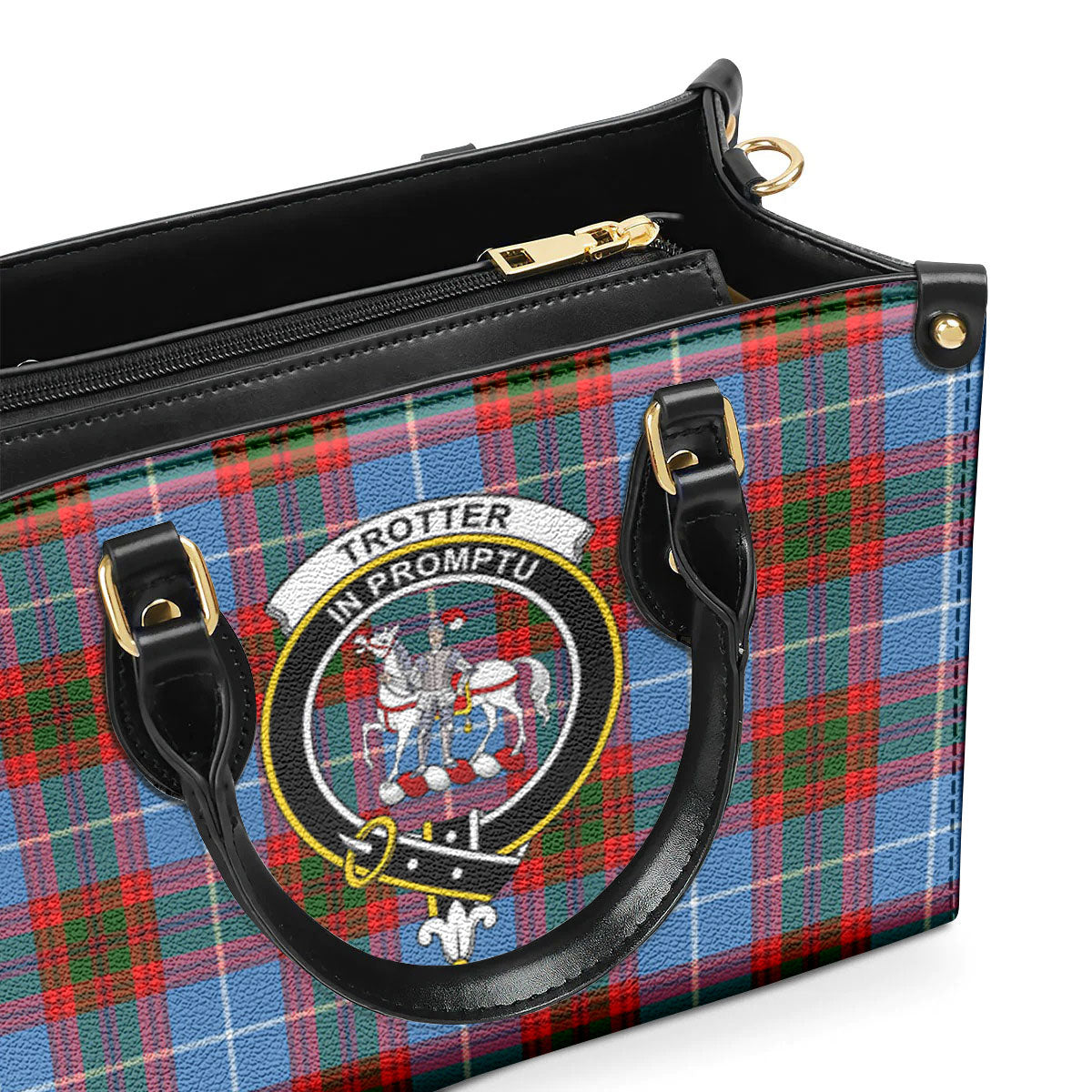 Trotter Tartan Crest Leather Handbag