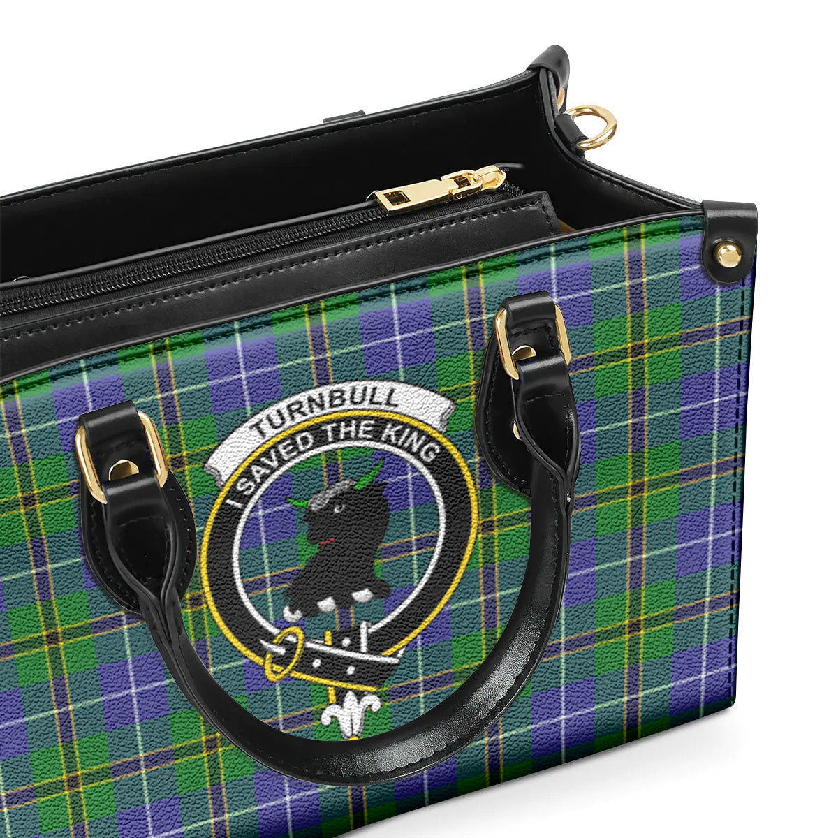 Turnbull Hunting Tartan Crest Leather Handbag