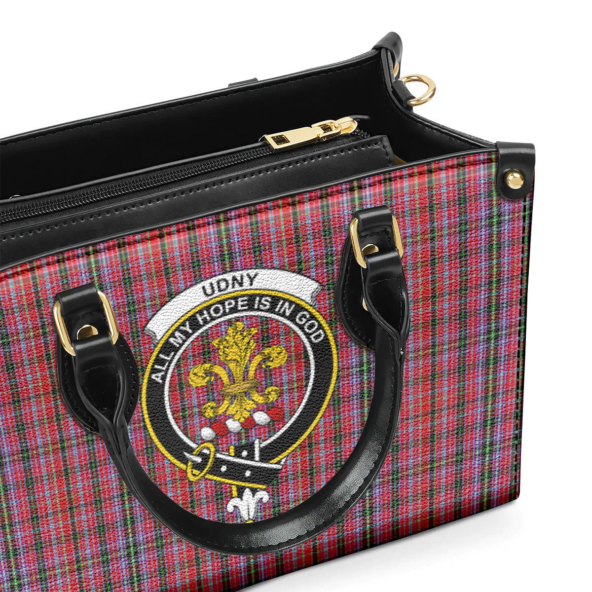 Udny Tartan Crest Leather Handbag