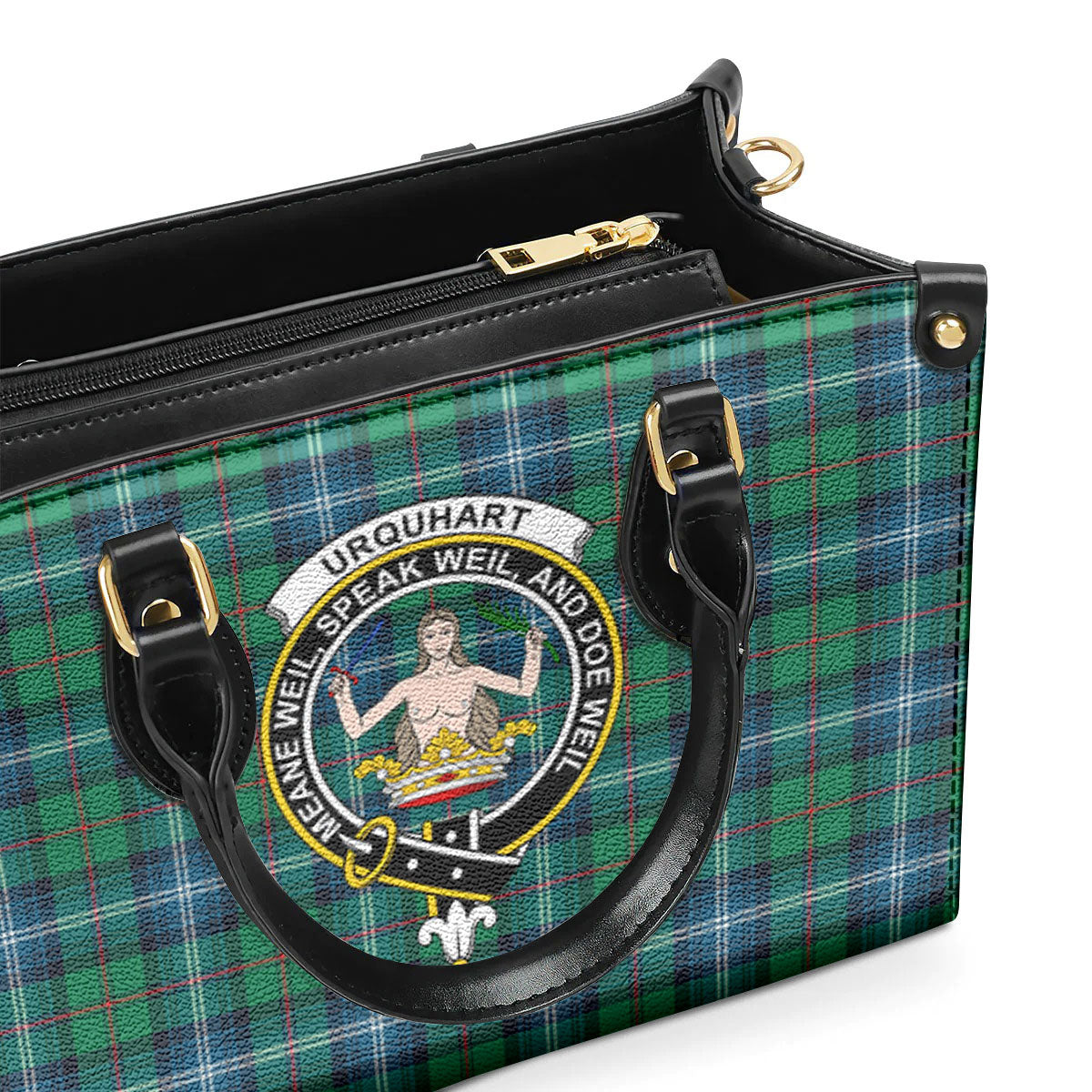 Urquhart Ancient Tartan Crest Leather Handbag