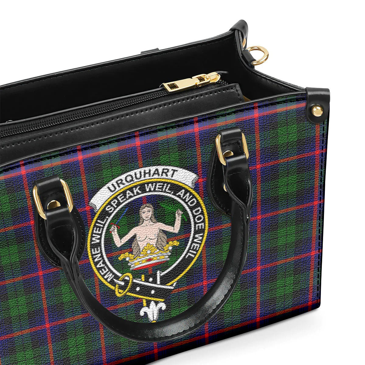 Urquhart Modern Tartan Crest Leather Handbag