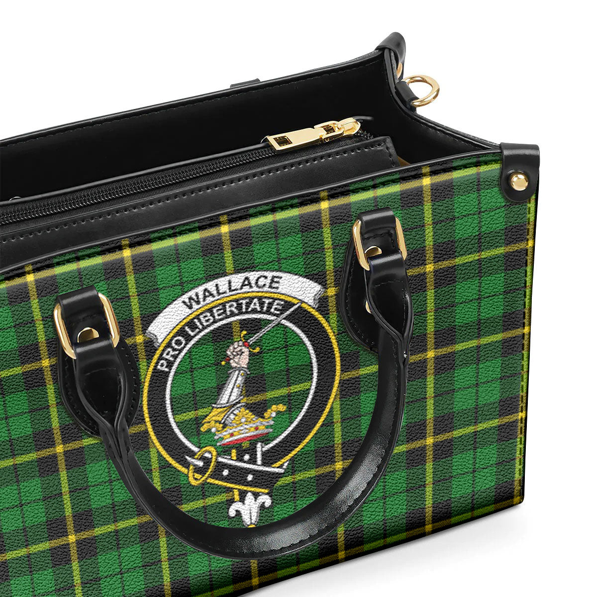 Wallace Hunting Modern Tartan Crest Leather Handbag