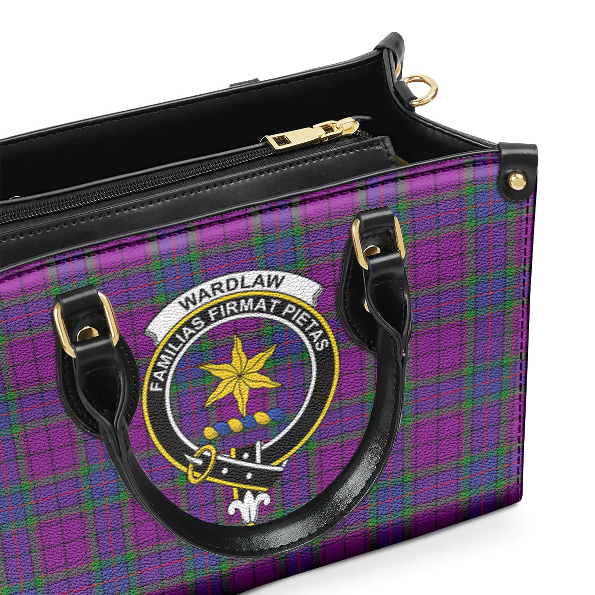 Wardlaw Modern Tartan Crest Leather Handbag