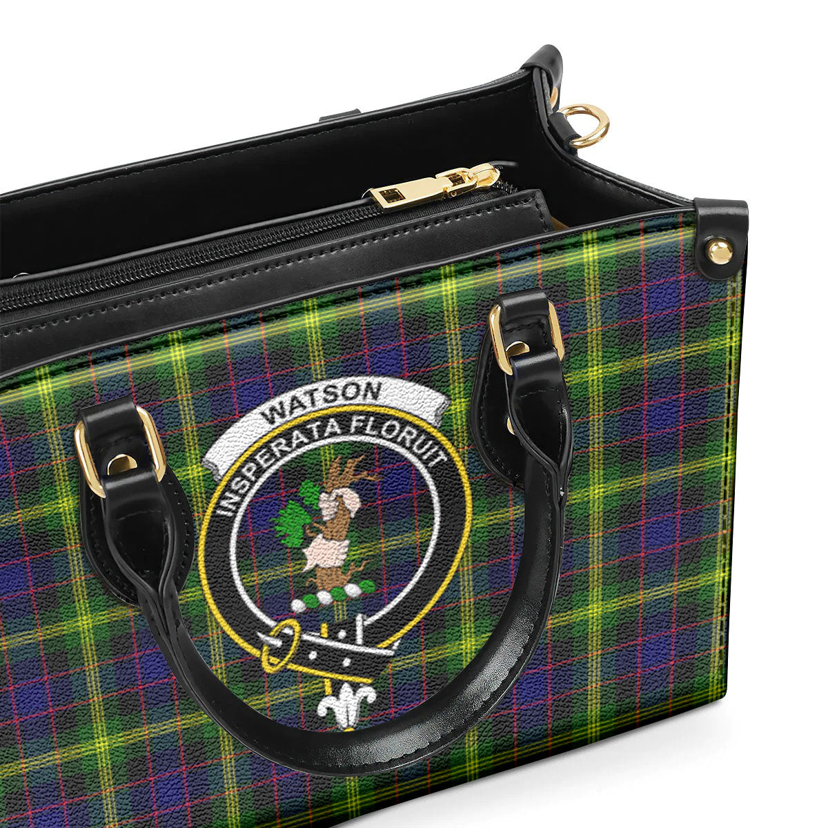 Watson Modern Tartan Crest Leather Handbag