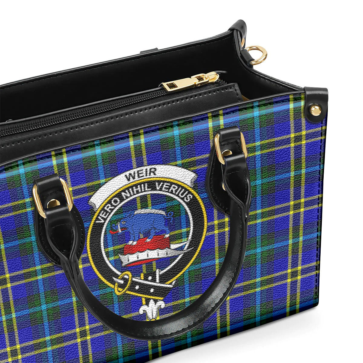 Weir Modern Tartan Crest Leather Handbag