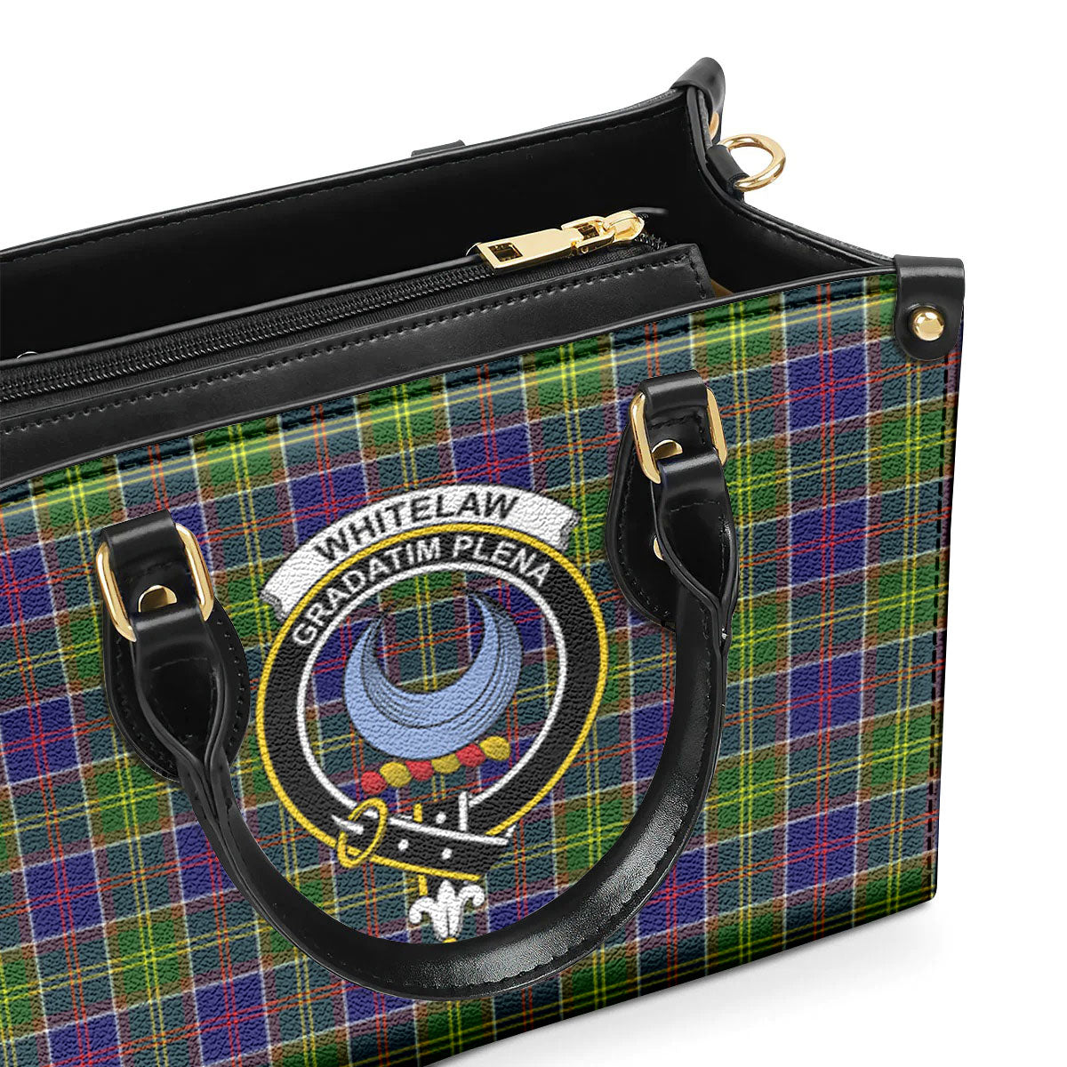 Whitelaw Tartan Crest Leather Handbag