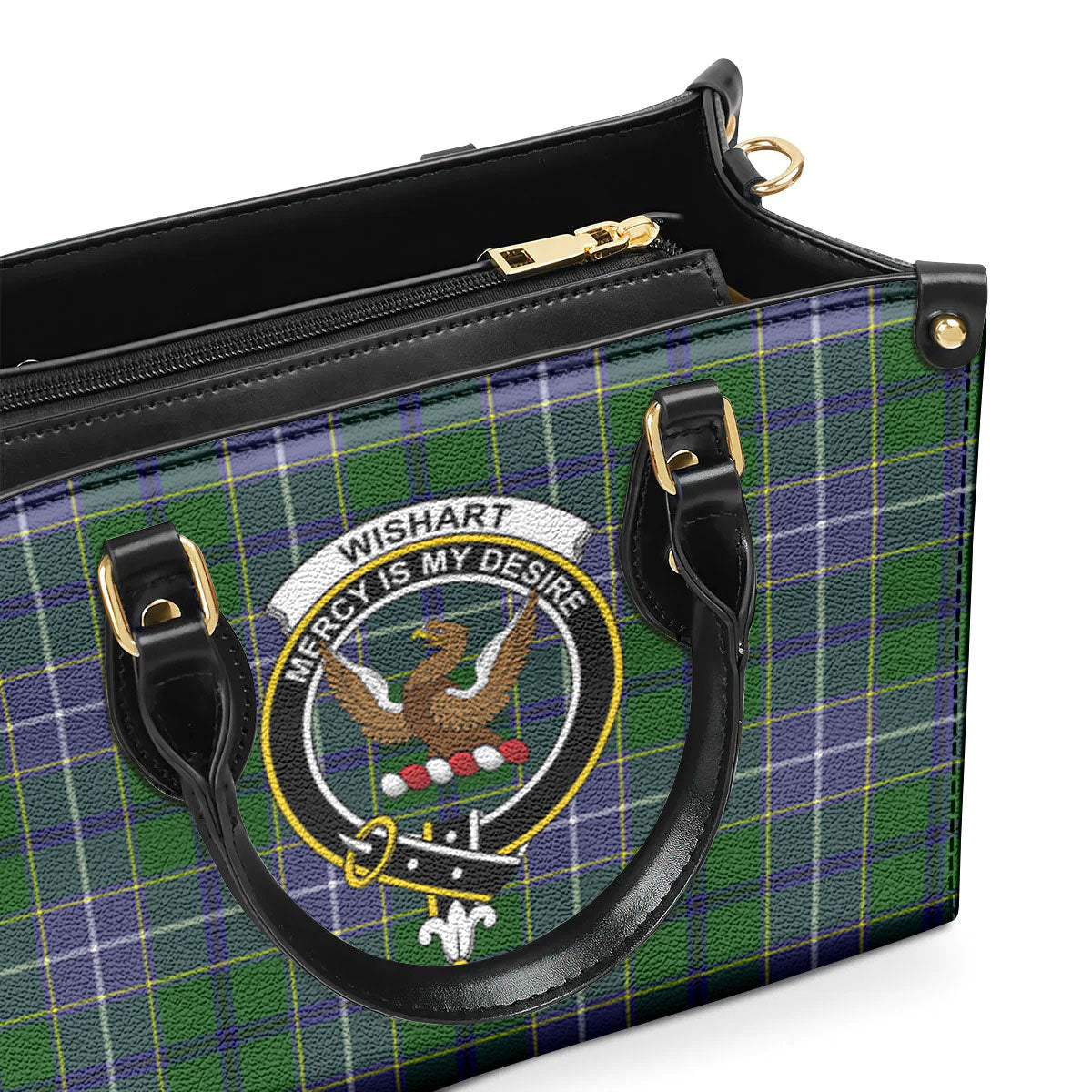 Wishart Hunting Tartan Crest Leather Handbag