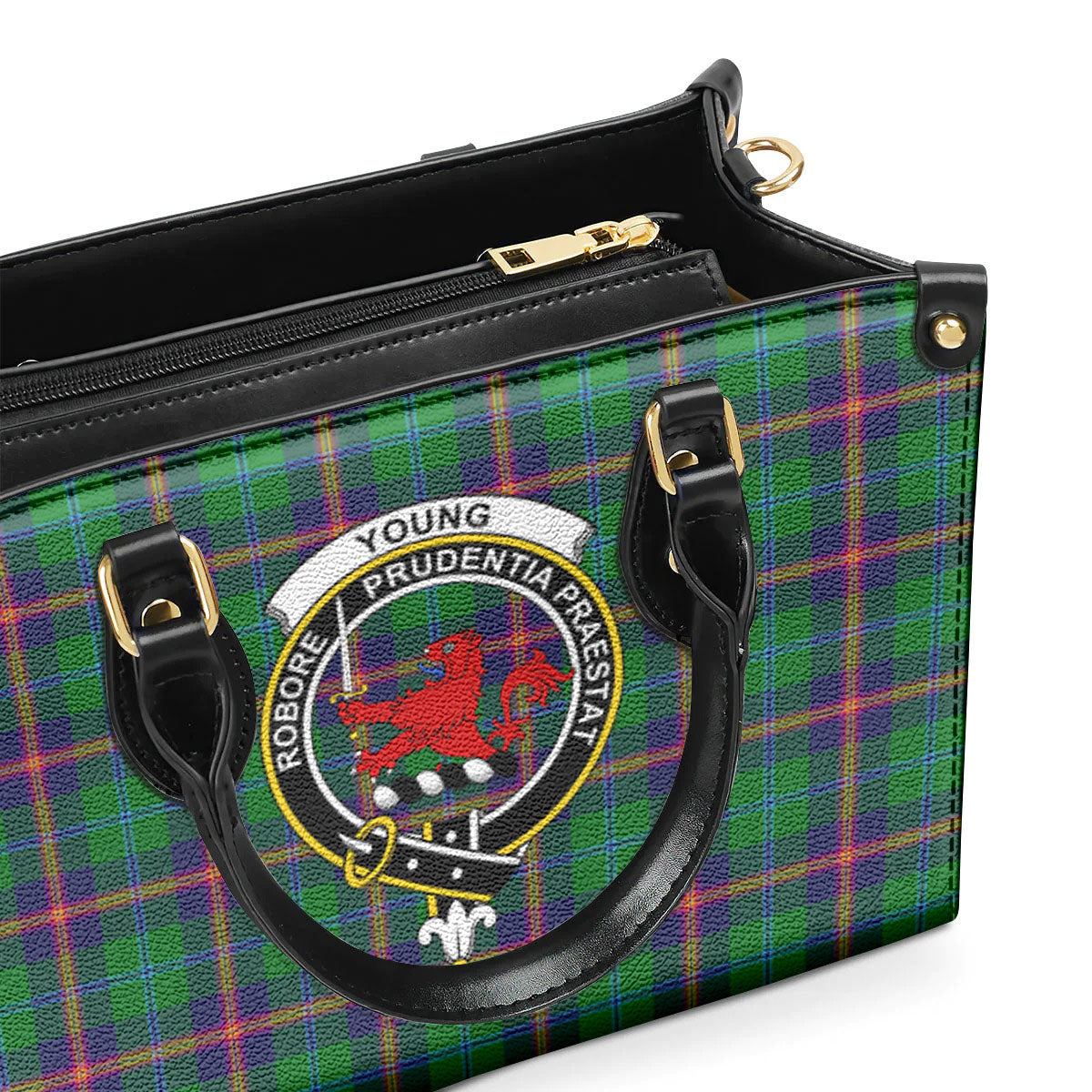 Young Modern Tartan Crest Leather Handbag