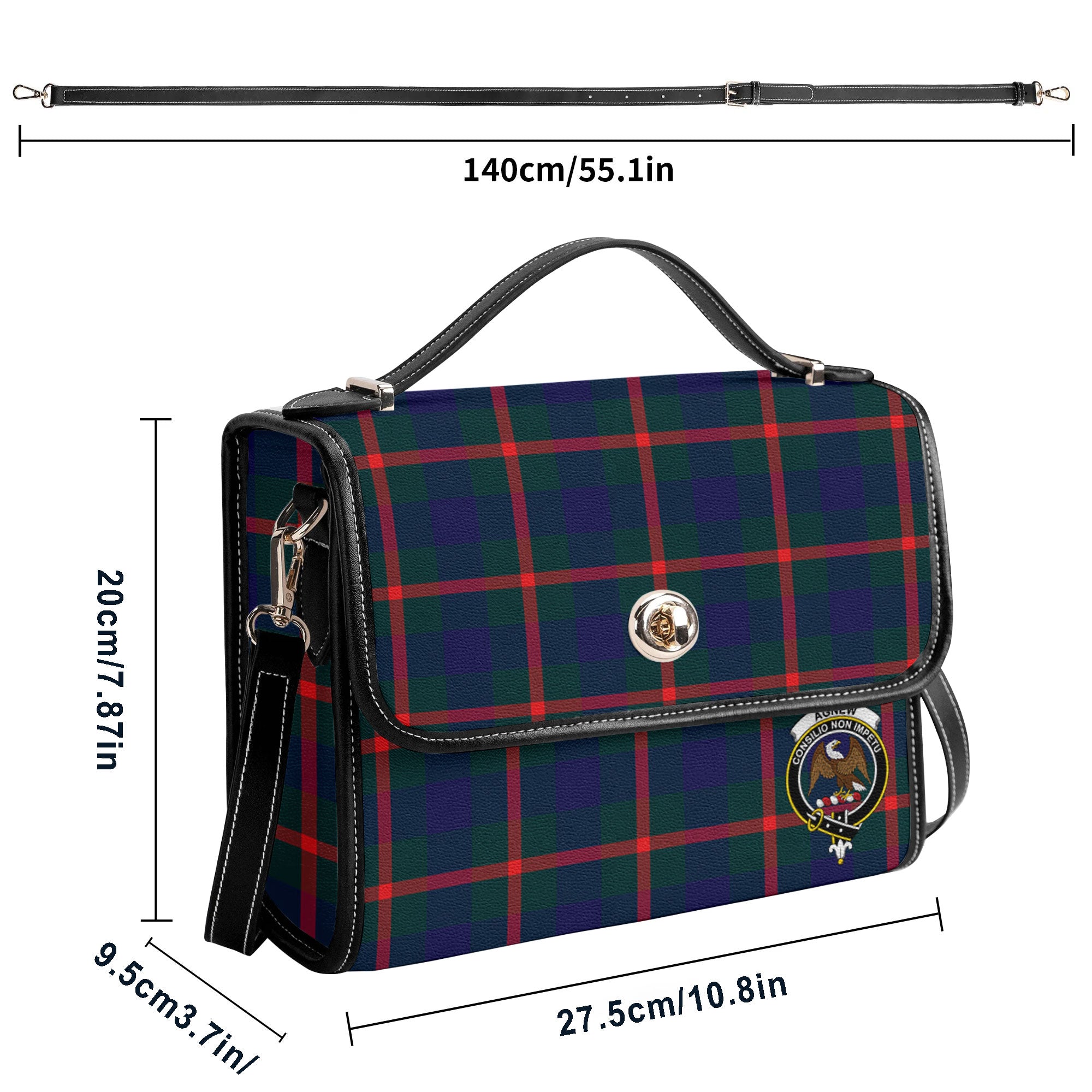 Agnew Modern Tartan Crest Satchel Bag