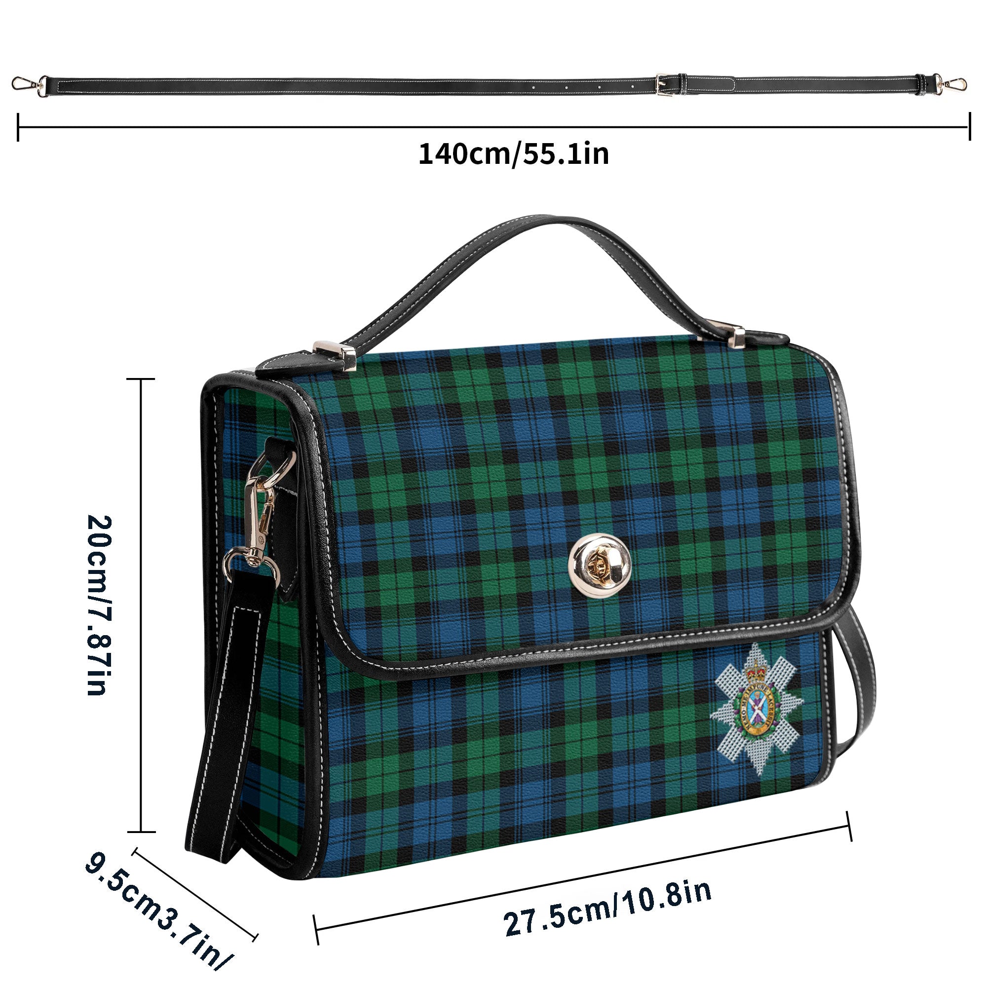 Black Watch Ancient Tartan Crest Satchel Bag