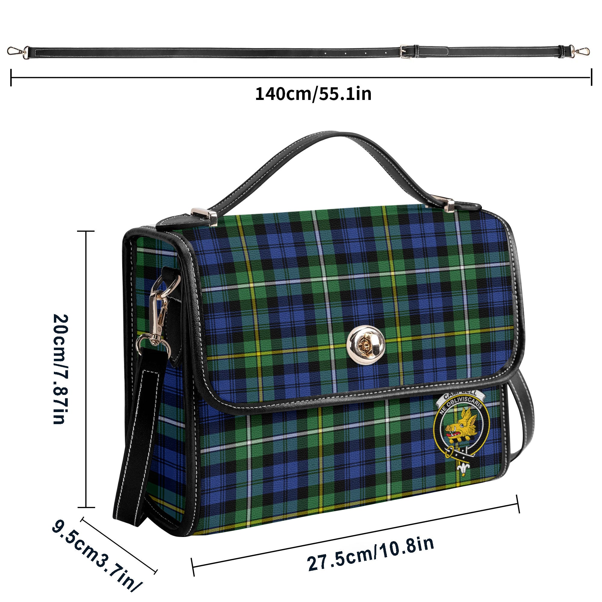 Campbell Argyll Ancient Tartan Crest Satchel Bag