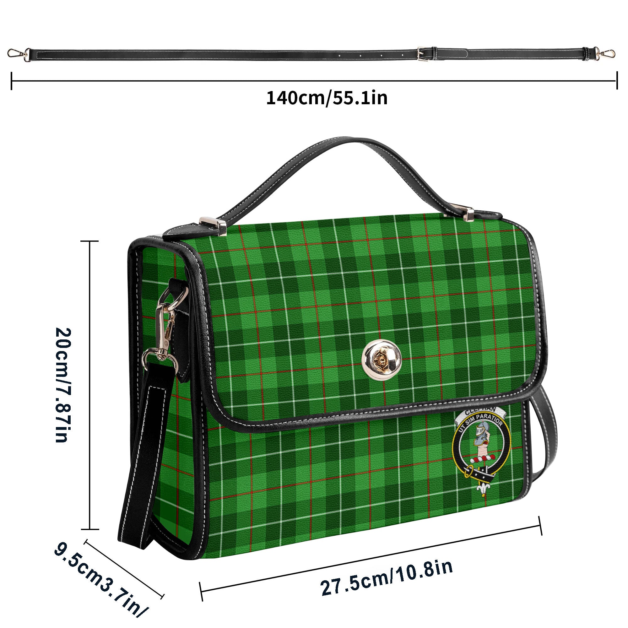 Clephan (or Clephane) Tartan Crest Satchel Bag