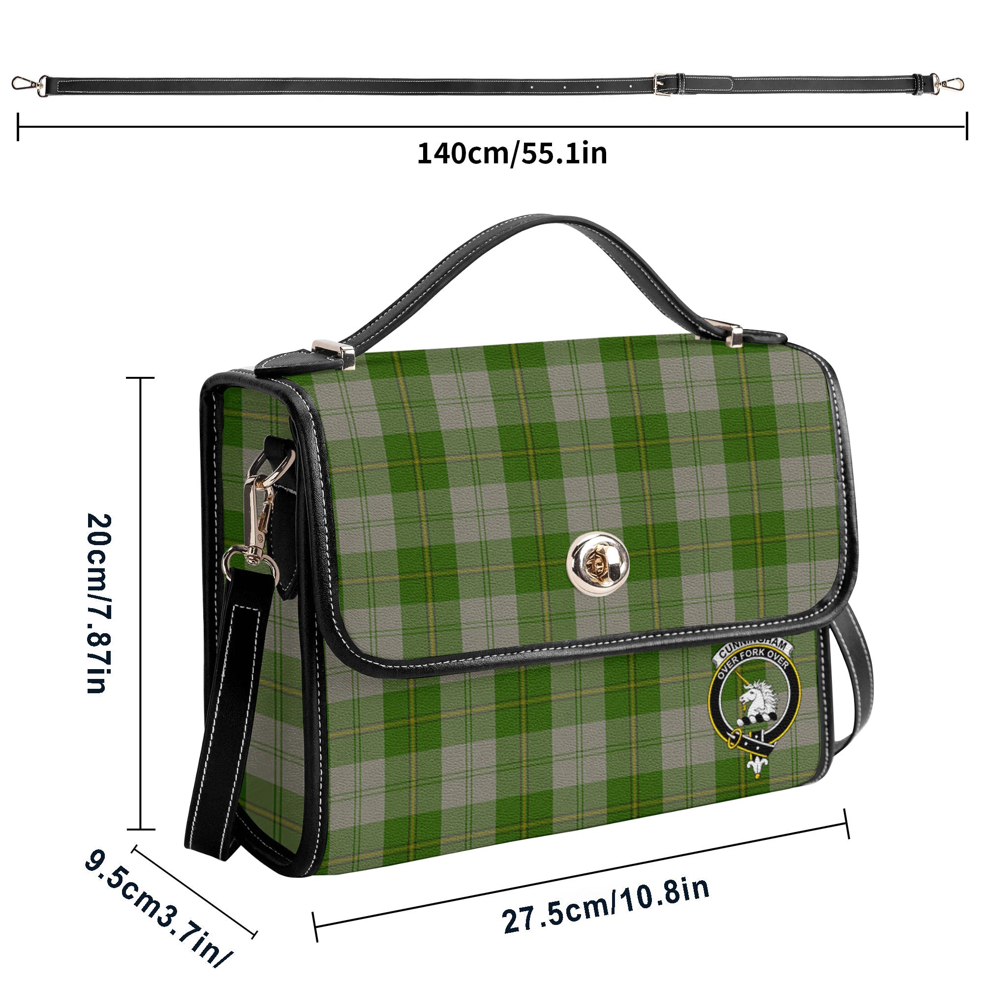 Cunningham Dress Green Dancers Tartan Crest Satchel Bag
