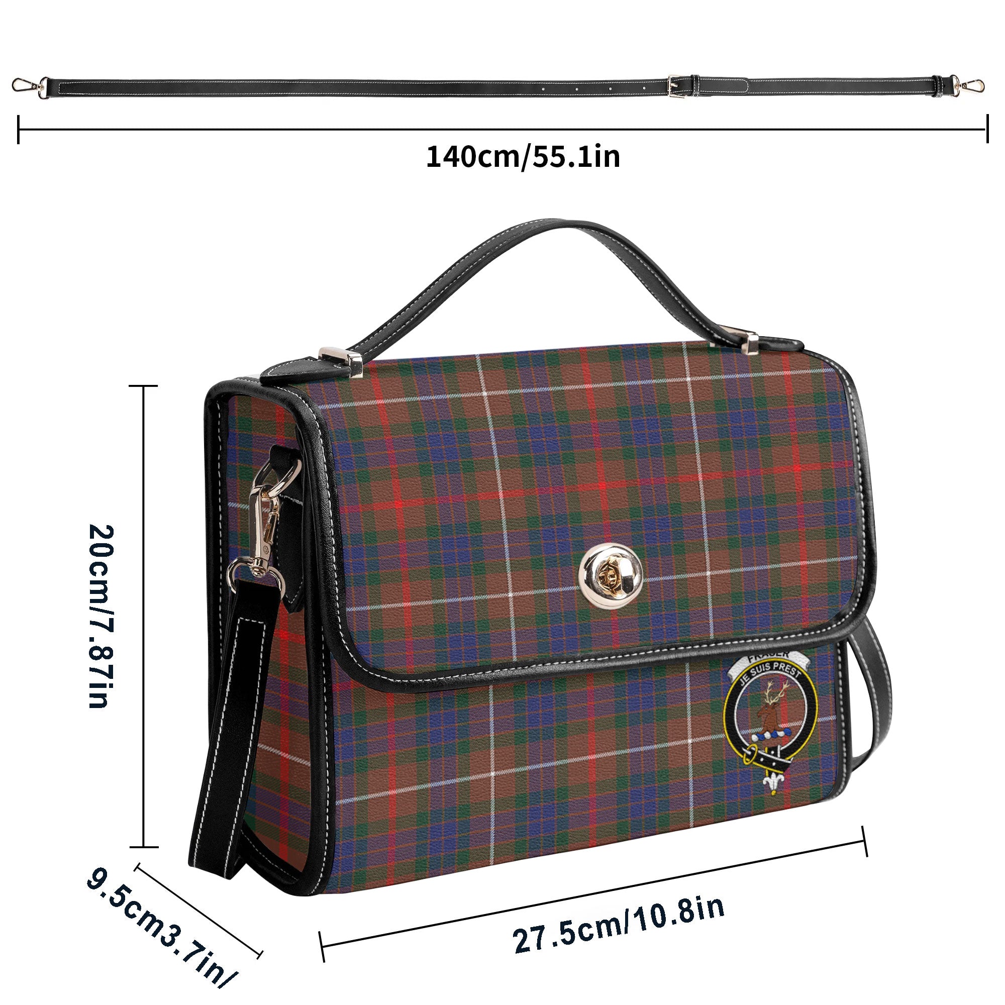 Fraser (of Lovat) Hunting Modern Tartan Crest Satchel Bag